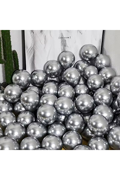 Baloncu Dükkanı بالون معدني فضي عاكس 40 قطعة - ديكور أنيق ولامع