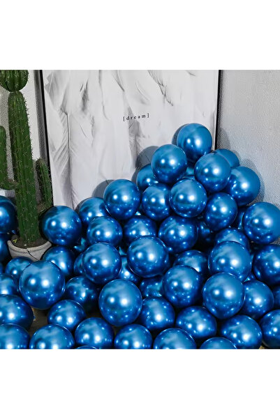 Baloncu Dükkanı Mavi Aynalı Metalik 20 adet Balon – Şık ve Parlak Dekorasyon