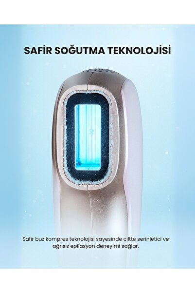 Mieco Safir Soğutma Özellikli ipl Lazer Epilasyon Aleti (Safir Cam)-Lila + Gözlük ve Çanta Hediyeli