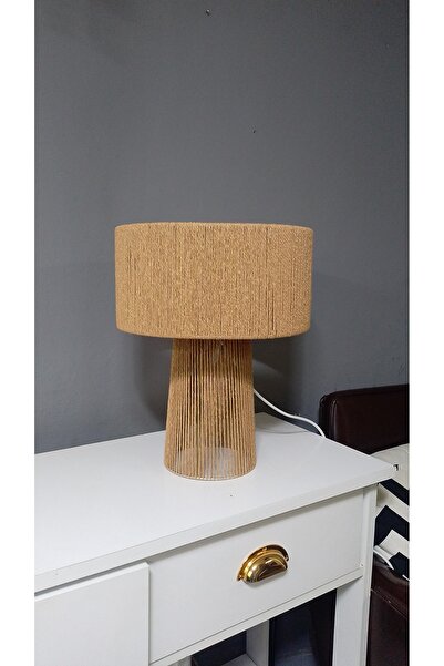 poplinhome KAĞIT İP ABAJUR ABAJUR ŞAPKASI MAKROME ABAJUR MASA LAMBASI