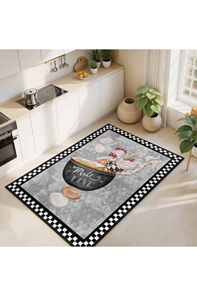 Realhomes Yumurta Motifli Mutfak Halısı - Yıkanabilir ve Kaymaz Tabanlı Dikdö...