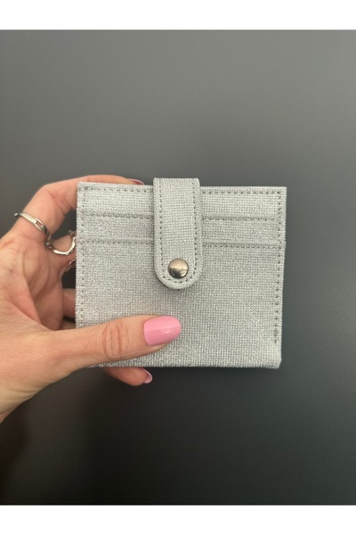 Melos Butik Γυναικείο ασημί πορτοφόλι με θήκη για κάρτες και θήκη για χρήματα