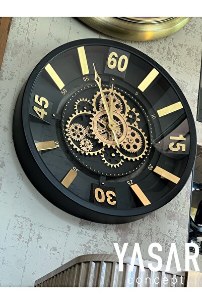 YASAR CONCEPT Mechavine Metal Çarklı Duvar Saati 46 Cm