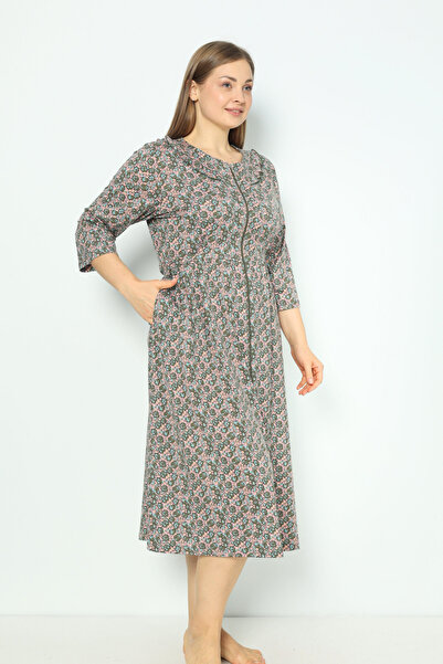 ROMEO LİFE Γυναικείο καλοκαιρινό φόρεμα με φερμουάρ από βαμβακερό ύφασμα μεγάλου μεγέθους 7745-B