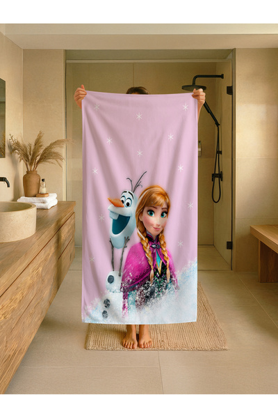Talia Home Ροζ Frozen Anna Patterned Παιδική Πετσέτα Παραλίας - Θάλασσας - Πι...