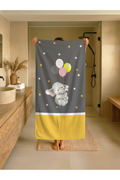 Talia Home Παιδική πετσέτα παραλίας - θάλασσας - πισίνας με σχέδιο ελέφαντα μ...