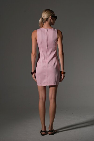 Maule Natural Draping Cotton Lyocell Fabric Zipper Mini Women's Dress @Tenesso