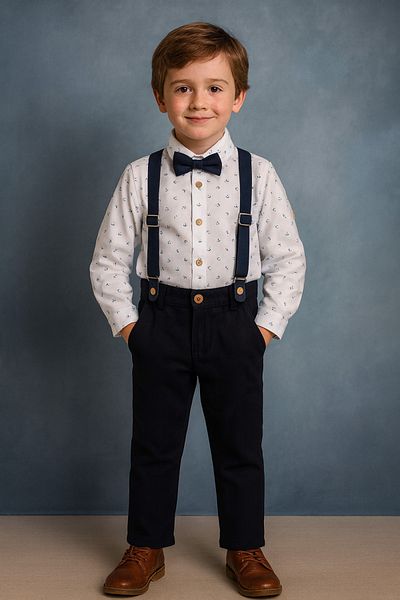 Çelix Kids Bow Tie Salopet Set for Baby and Child - Shirt and Pants