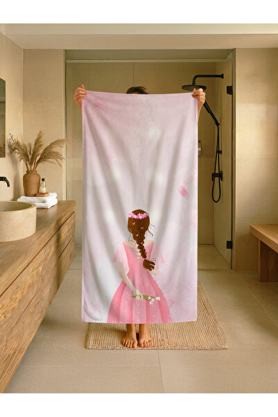 Talia Home Κορίτσι που κρατά ένα λουλούδι με μοτίβο Παιδική πετσέτα παραλίας ...