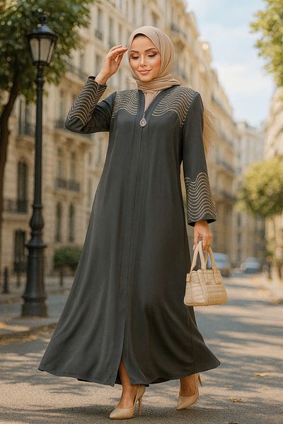 Neva Style Patterned Smoked Hijab Ferace 29105FU