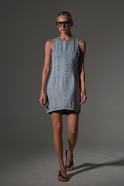 Maule Μίνι γυναικείο φόρεμα με φερμουάρ από φυσικό βαμβακερό ύφασμα Lyocell @Tenesso