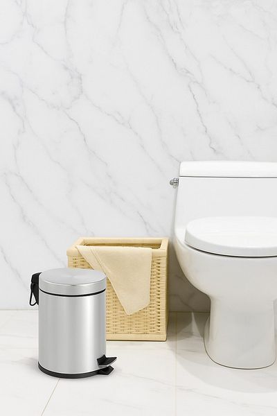 MultiStore Chrome 5 Liter Pedal Trash Can Home Office Bathroom Kitchen