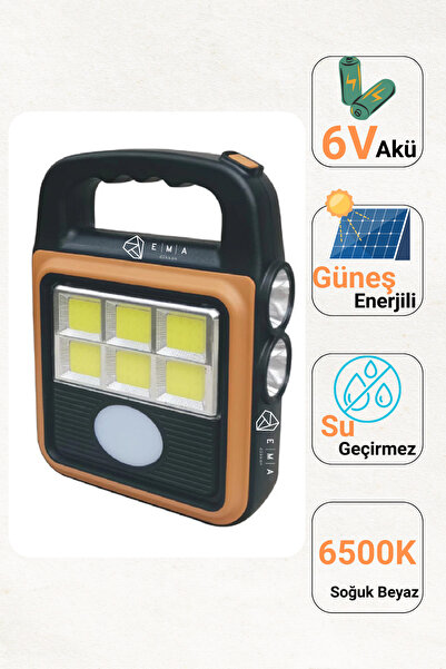 Ema Dükkan 20W Solar Fener IP65 6500K 320 Lümen USB Şarjlı Güneş Enerjili Taş...