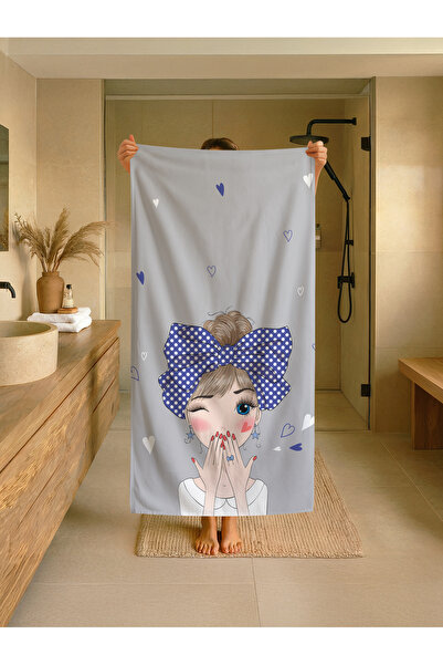 Talia Home Prosop de plajă pentru copii cu model de fete imprimat digital - p...