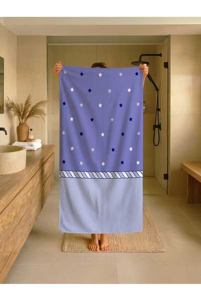 Talia Home Παιδική πετσέτα παραλίας - θάλασσας - πισίνας με σχέδια λιλά αστέρ...