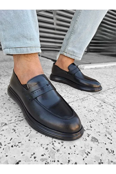 RONX Lightweight Sports Sole Sneaker Sole Moccasin Black Skin Men's Casual Loafer