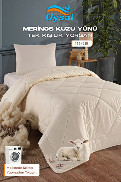 UYSAL TEK KİŞİLİK MERİNOS KUZU YÜN YORGAN 155x215