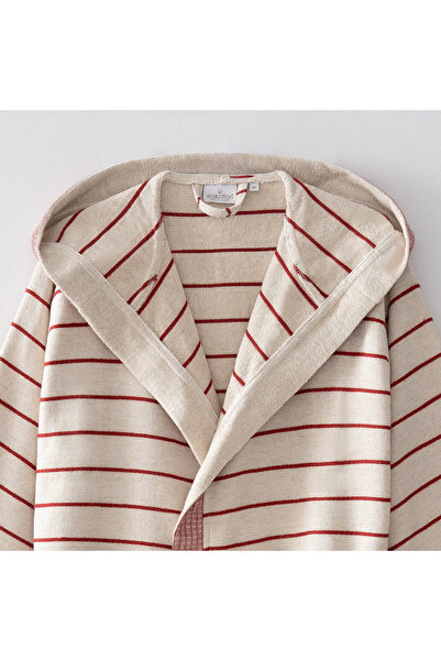 Ecocotton Ανδρικό μπουρνούζι Arden 100% οργανικό βαμβάκι με ανάμειξη κάνναβης ριγέ μπορντό