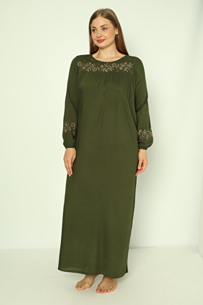 Juliet Deluxe Γυναικείο μακρυμάνικο φόρεμα από ύφασμα βισκόζης Plus Size 33434