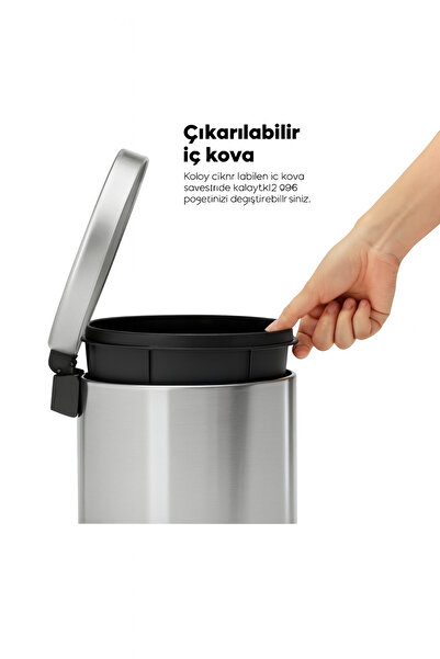 MultiStore Chrome 5 Liter Pedal Trash Can Home Office Bathroom Kitchen