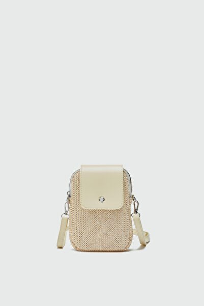 Shule Bags Vexa Hasır Görünümlü Çapraz Çanta Sarı