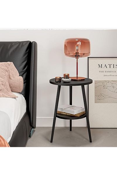 Solerconm Set of 3 Round 2-Tier Coffee Tables, Living Room Side Tables