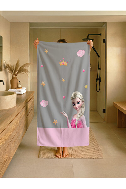 Talia Home Παιδική πετσέτα παραλίας - θάλασσας - πισίνας με γκρι σχέδιο Elsa ...