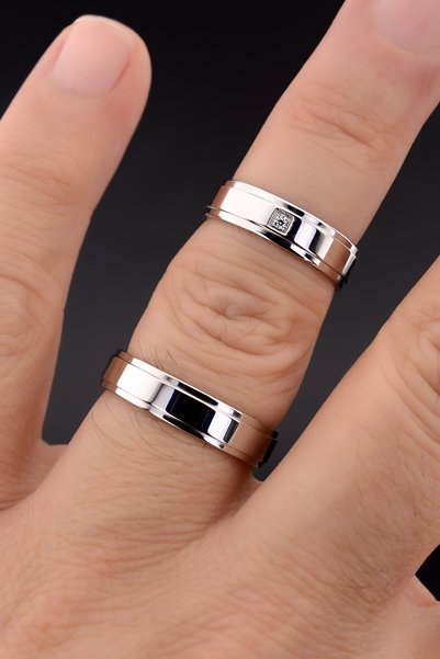 Love Me New Model 1 Pcs Gem Quality 5.5mm White Color Never Tarnish Unisex Steel Wedding Ring Lm-044W