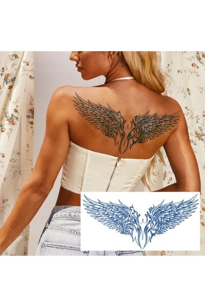 incebeltayt Kanat Figürlü 12 Saat Sonra Kararan Geçici Dövme 1 Ay 30 Gün Kalıcı