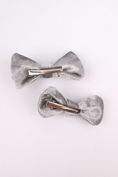Le Mabelle Gray 2-Piece Velvet Girl's Clip Buckle