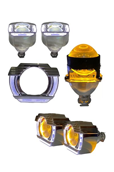 EKT 2.5 İNÇ KESİK U Bİ-XENON MERCEK BEYAZ ANGEL + TURUNCU ŞEYTAN GÖZ