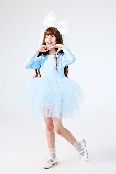 Le Mabelle Miranda - Girl's Ballerina Dress with Blue Tutu Skirt