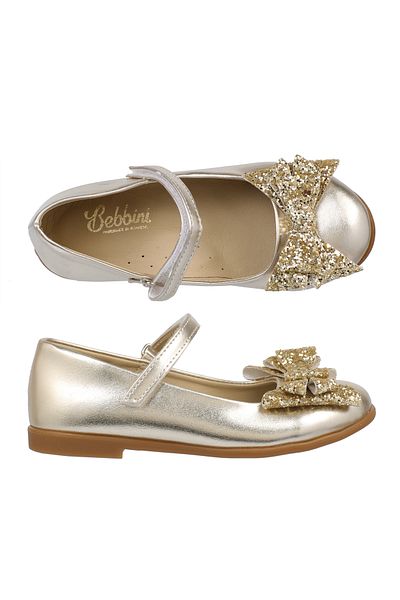 Bebbini Linda-Special Day Gold Vegan Girl's Ballerinas with Bow
