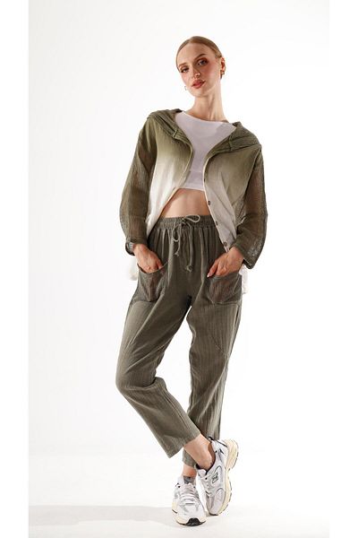 shE tekstil Belt Elastic Mesh Trousers Linen