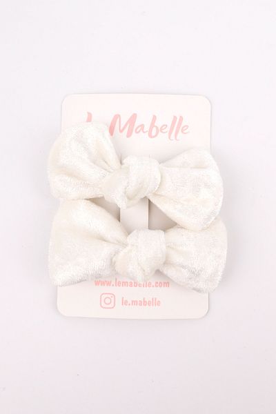 Le Mabelle White 2-Piece Velvet Girl's Clip Buckle