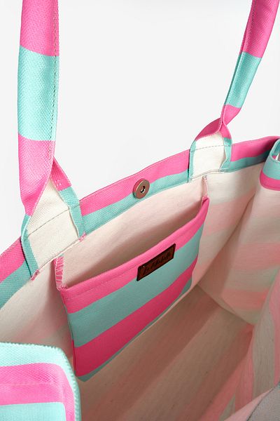 Le Mabelle Mint Striped Women's Beach Bag