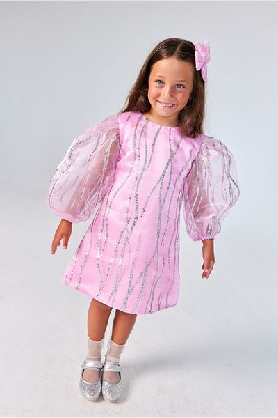 Le Mabelle Pink Glitter Detailed Girl's Dress - Corrine
