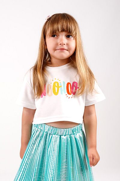 Le Mabelle Becky - Girl's Woohoo Printed Crop T-Shirt