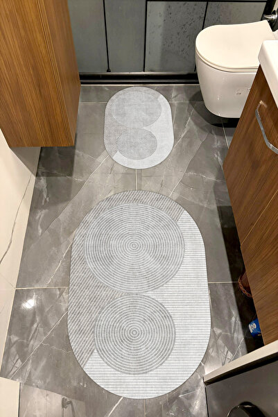 Bordo Halı Set de covorașe decorative lavabile pentru baie, cu bază moale, an...