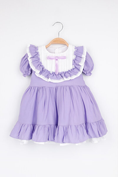Le Mabelle Lila Vintage Kısa Kollu Kız Çocuk Elbise - Mila