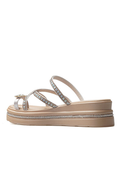 Guja Women's Stone Detailed Heeled Flip Flops Daily Slippers 25Y 25Y398-2 Z Beige