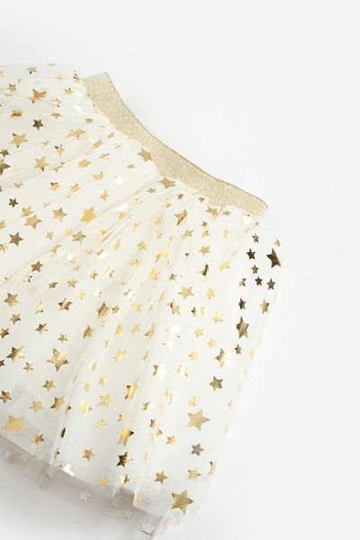 Le Mabelle White Star Printed Girl's Tulle Skirt - Pauline