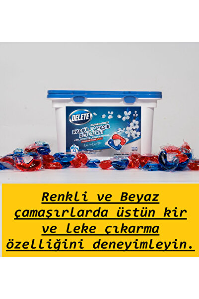 Delete Kapsül Çamaşır Deterjanı, Hepsi Bir Arada 33 Kapsül | 33 Yıkama Beyazl...