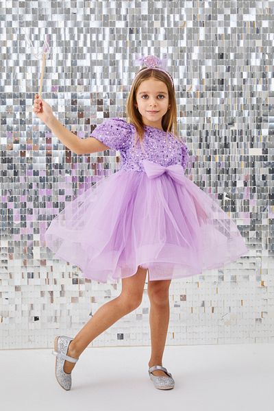 Le Mabelle Lilac Beaded Sequin Girl's Dress - Gloria