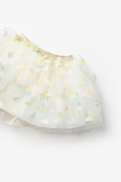 Le Mabelle Yellow Butterfly Appliqued Girl's Tulle Skirt - Pauline