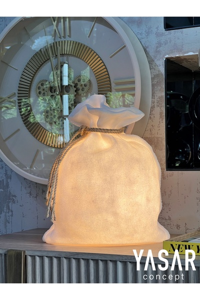 Ornamenti Design Wicker Look Bag/Sack Lampshade Table Lamp Upright 30X34 cm