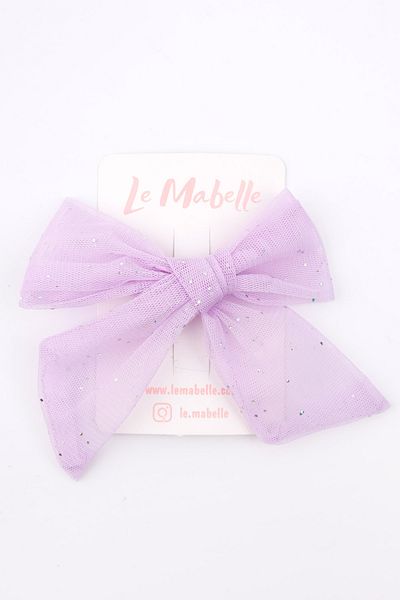 Le Mabelle Lilac Glitter Tulle Bow Girl Child Clip Buckle