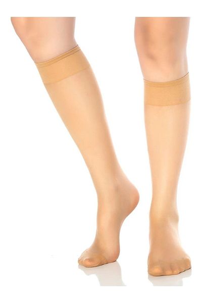 Yüsra Shop 3 Pieces 57 Skin Below the Knee Women's Thin Socks Elite Style