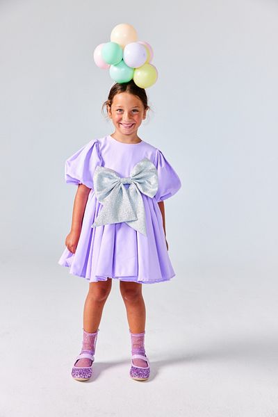 Le Mabelle Lilac Giant Bow Detailed Girl's Dress - Celine