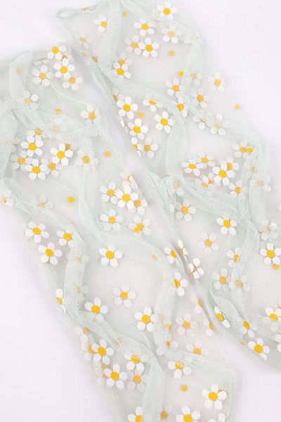 Le Mabelle Green Daisy Patterned Girl's Tulle Socks